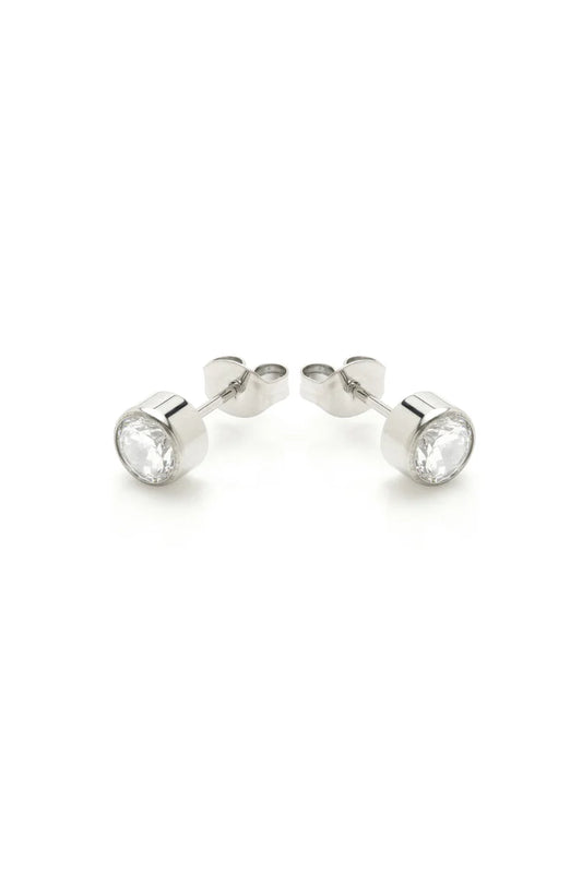 Tish Lyon Round Rubover Moissanite Titanium Stud Earrings