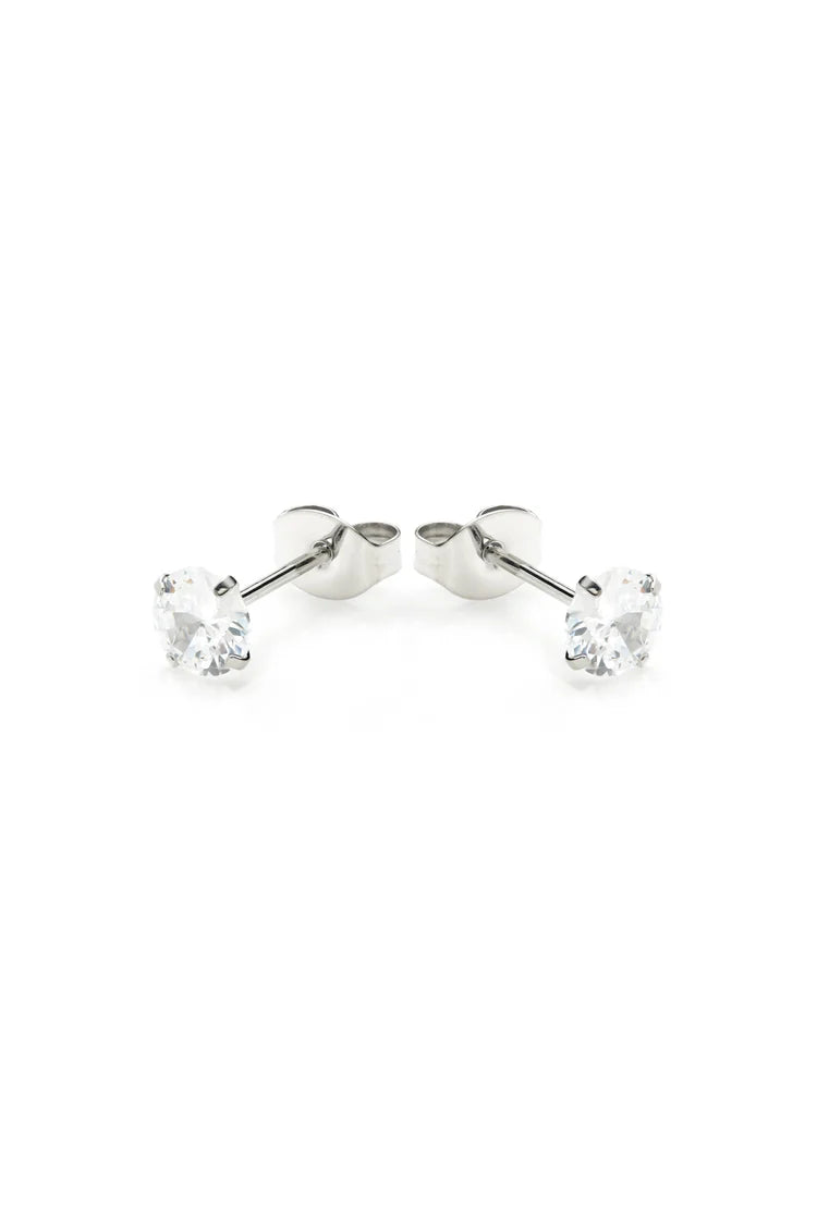 Tish Lyon Titanium Round Claw Set Moissanite Stud Earrings