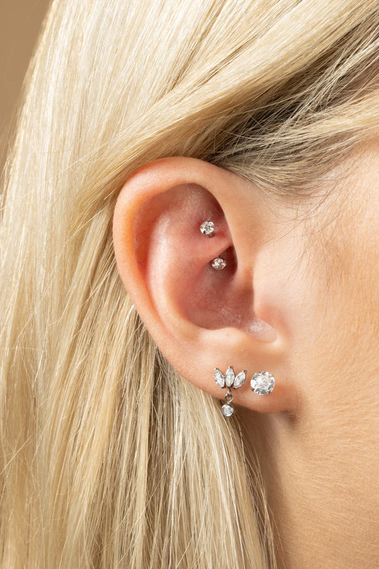 Tish Lyon Titanium Round Claw Set Moissanite Stud Earrings
