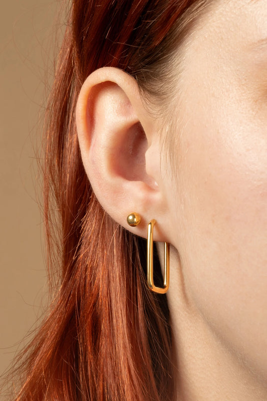 Tish Lyon Yellow Gold PVD Titanium Slim Rectangular Hoop Earrings