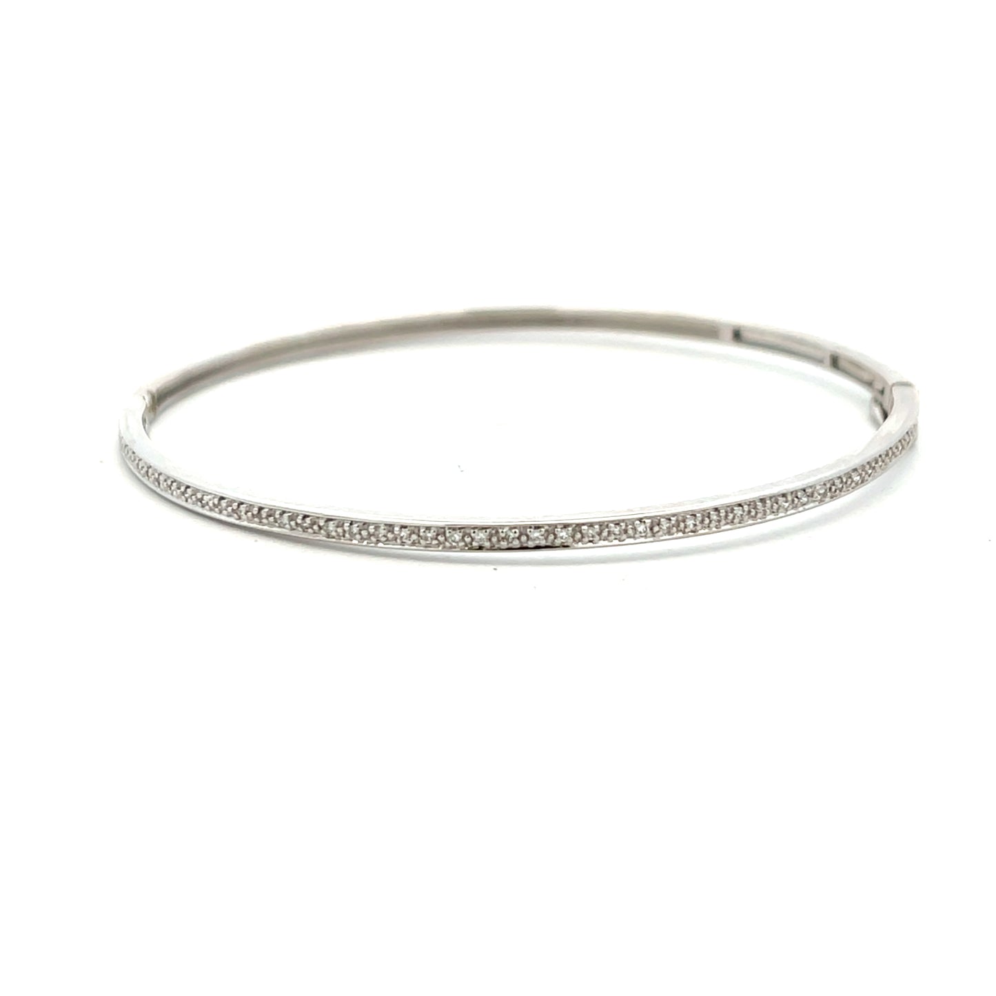 9ct White Gold 0.23ct Diamond Hinged Bangle