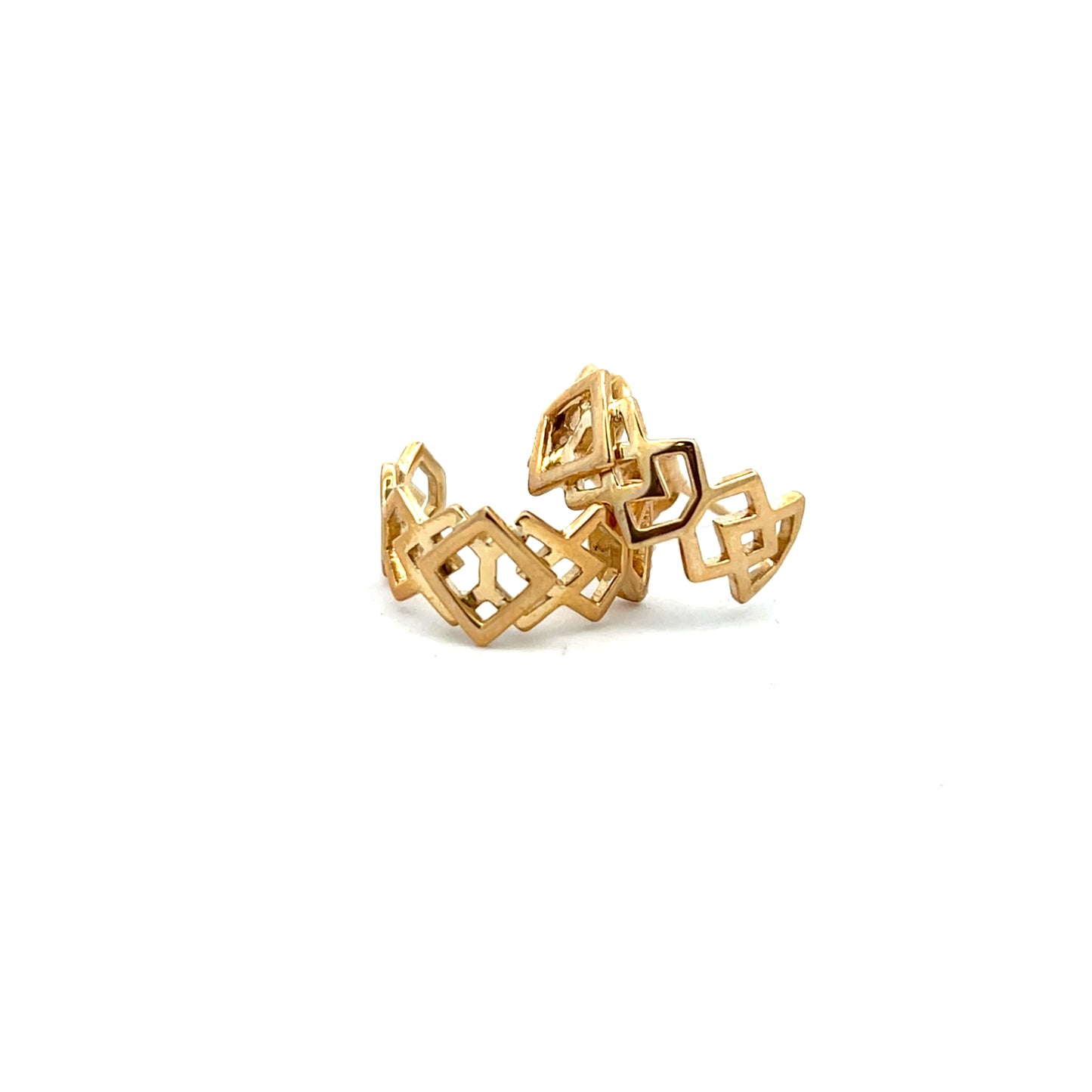 9ct Yellow Gold Open Squares Half Hoop Earrings