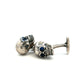 Sterling Silver Antique Dark Finish Skull Cufflinks with Blue Crystal Eyes