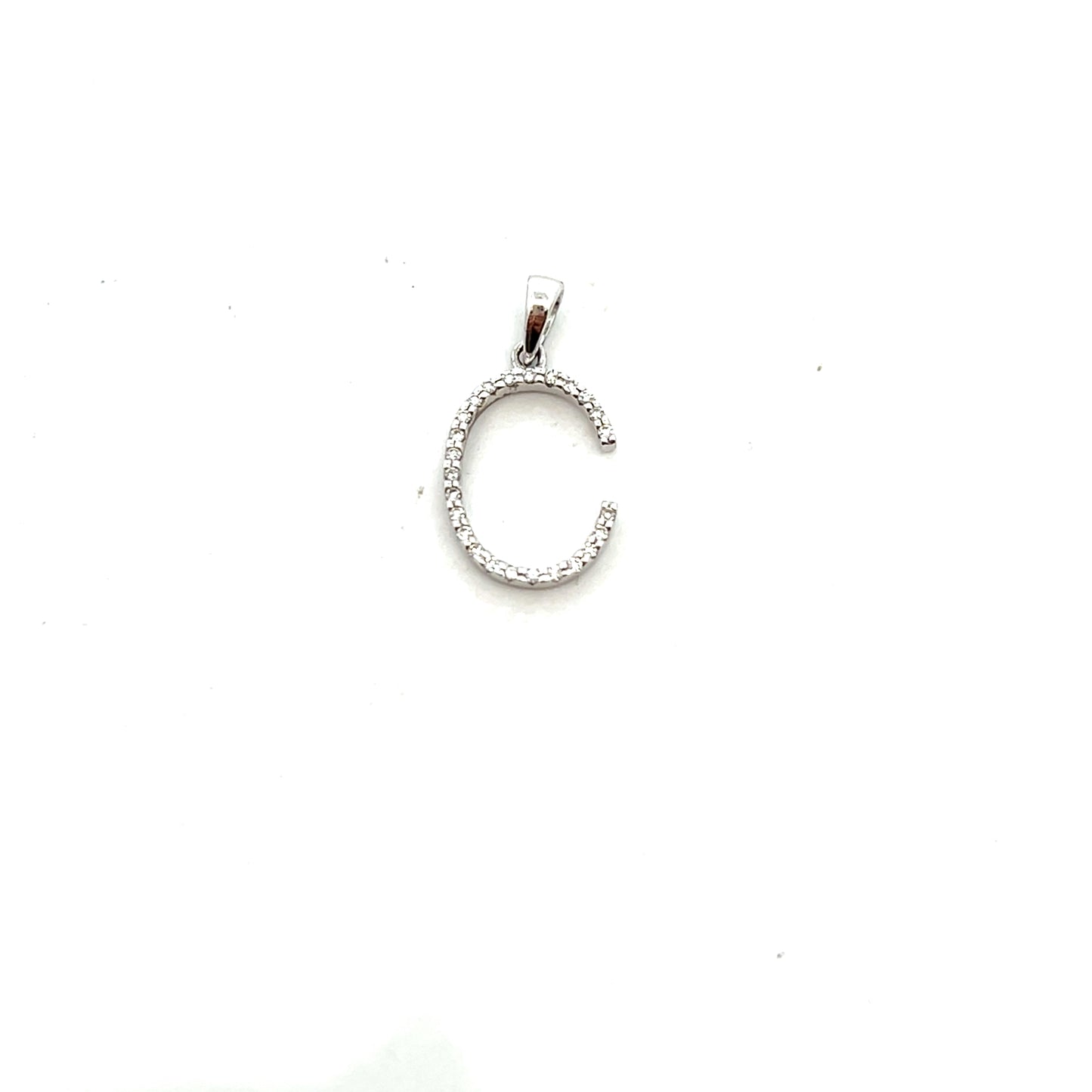 9ct White Gold Diamond Initial C