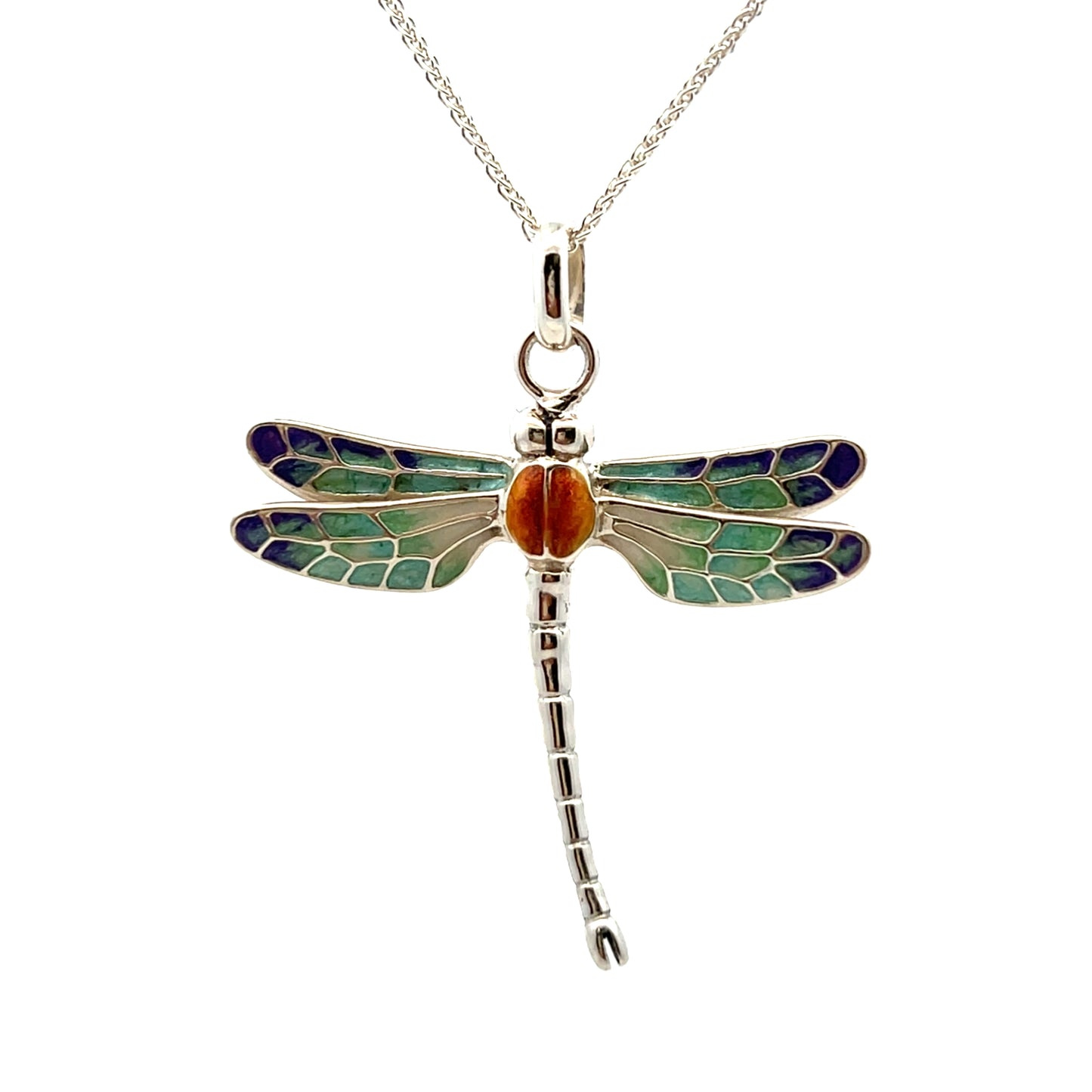 Sterling Silver Enamel Dragonfly Pendant