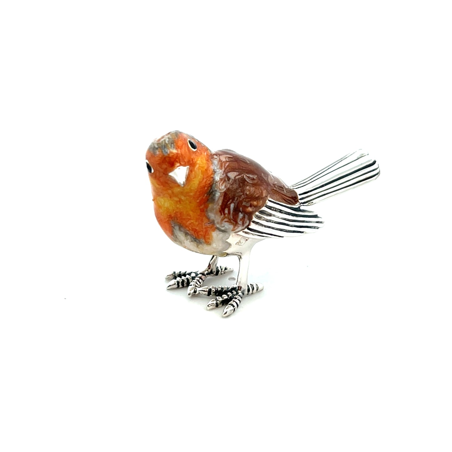 Saturno Robin Tail Up Sterling Silver Figurine
