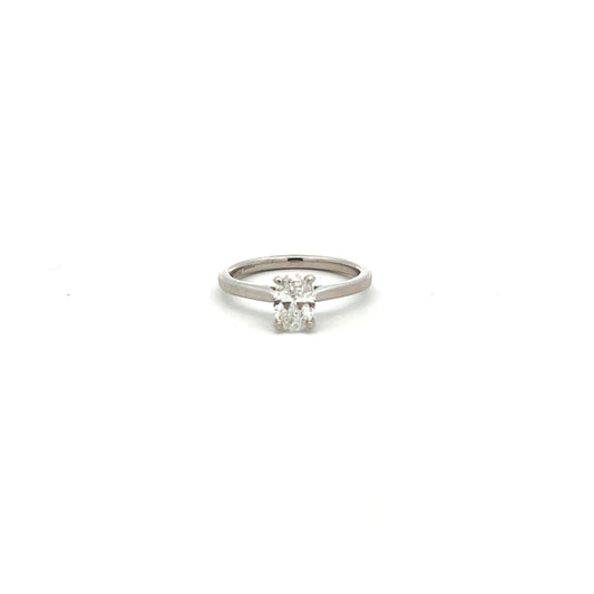 Platinum 0.76ct Oval Cut Diamond Ring Size M