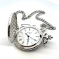 Chrome Plated Burleigh Quartz Full Hunter Pocket Watch and Chain