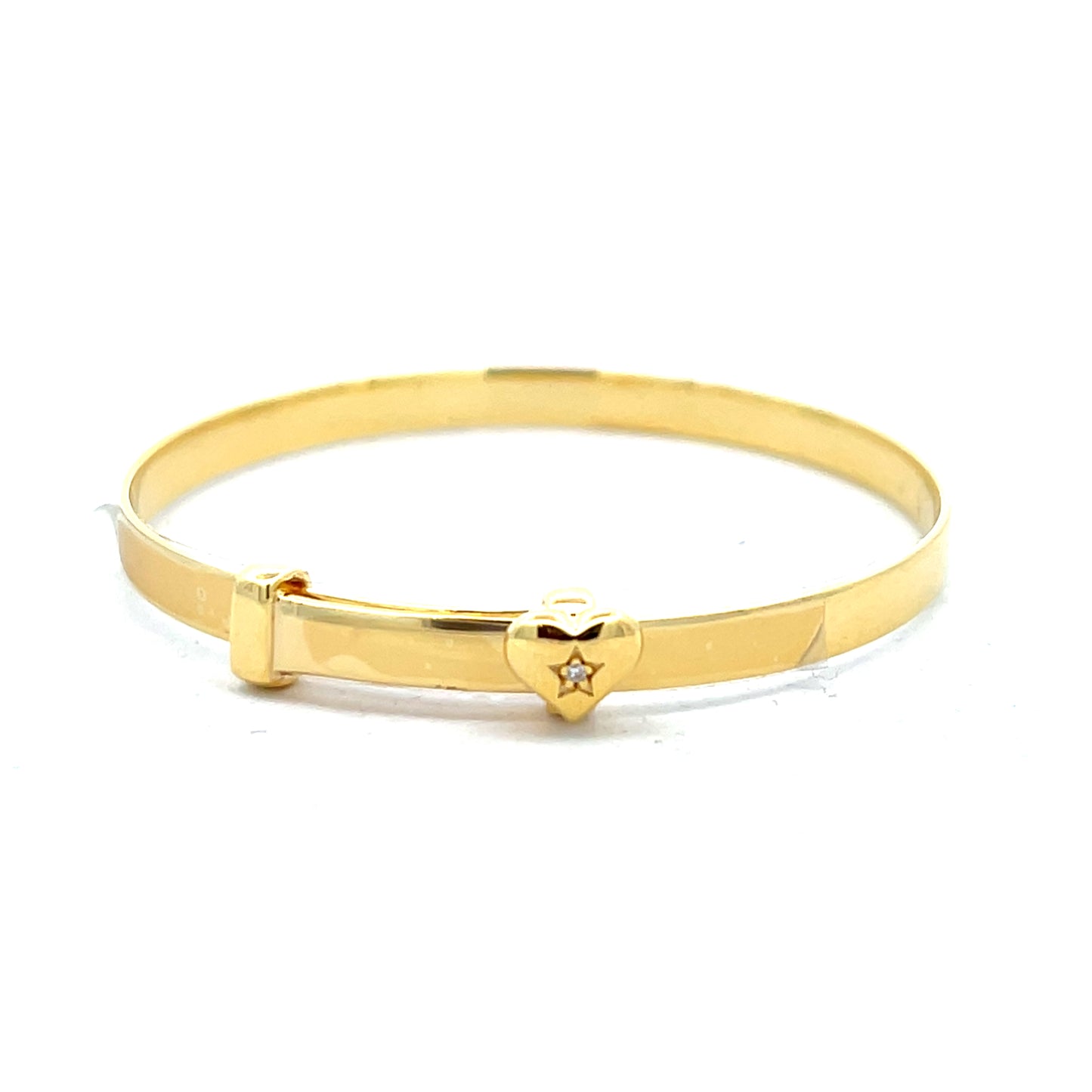 Little Stars Arabella Yellow Gold Plated Silver Diamond Heart Bangle