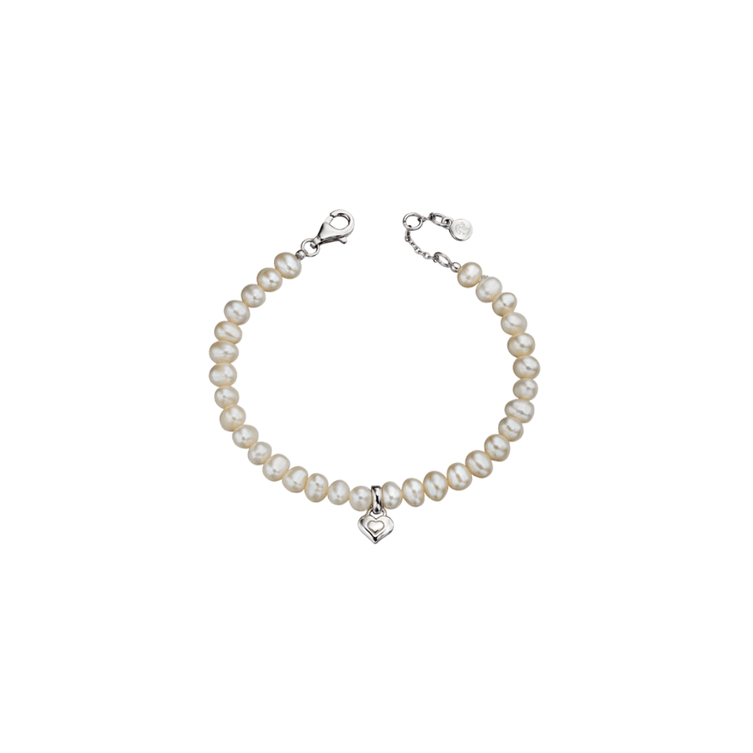 Little Star Marni Pearl and Silver Heart Bracelet LSB0041