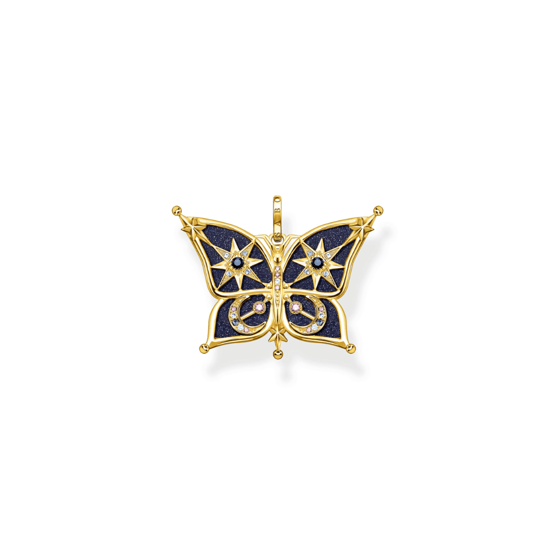 Thomas Sabo Yellow Gold Plated Cubic Zirconia Stars and Moon Butterfly Pendant PE929-963-7