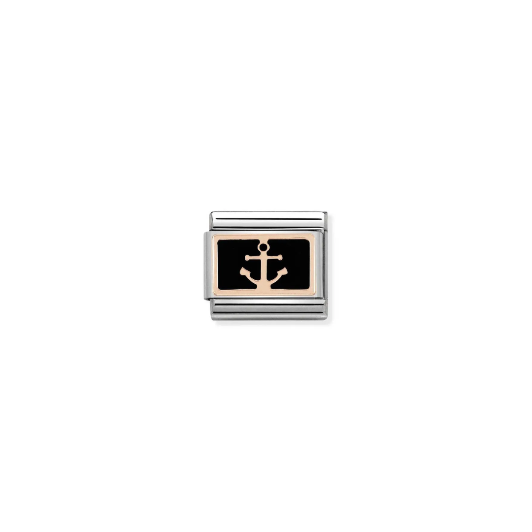 Nomination Classic Rose Anchor on Black Enamel Charm 430201/18