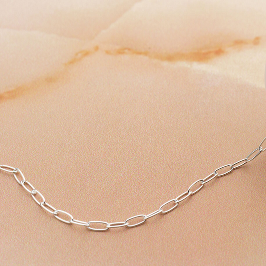 Silver Oval Cable Chain Permanent Bracelet