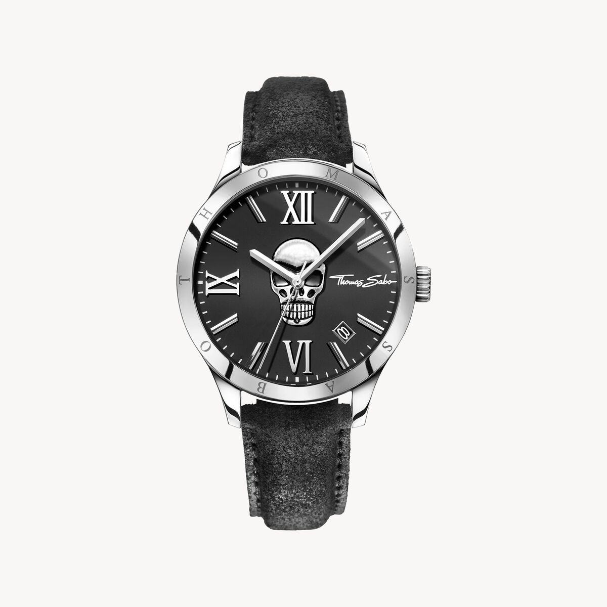 Thomas Sabo Black Dial With Skull Strap Watch WA0210-218-203