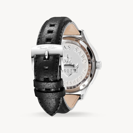 Thomas Sabo Black Dial With Skull Strap Watch WA0210-218-203