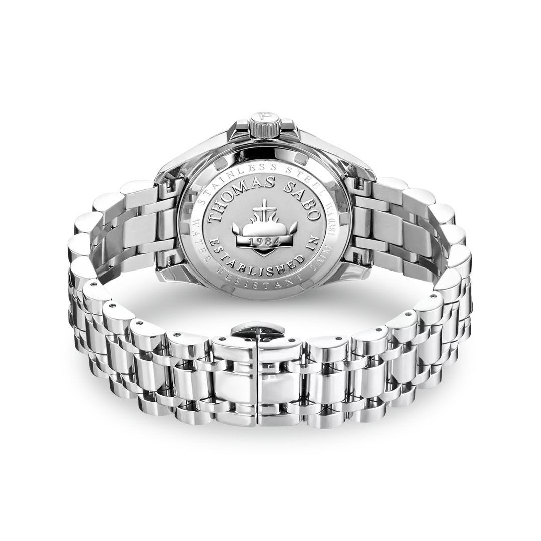 Thomas Sabo Stainless Steel Bracelet Cubic Zirconia Multi Flower Dial Watch WA0381-201-201
