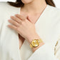 Thomas Sabo Yellow Gold Plated 33mm Case and Mesh Bracelet Champagne 3D Snake Dial Watch WA0384-264-207