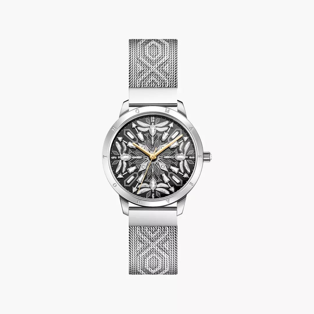 Thomas Sabo Stainless Steel 33mm Cubic Zirconia Dragonflies Mesh Bracelet Watch WA0423-201-201