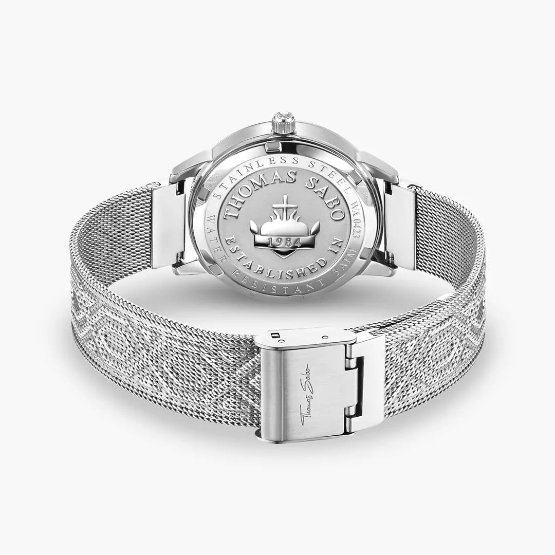 Thomas Sabo Stainless Steel 33mm Cubic Zirconia Dragonflies Mesh Bracelet Watch WA0423-201-201