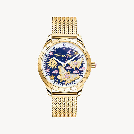 Thomas Sabo Yellow Gold Plated Butterflies Mesh Bracelet Watch WA0430-291-207