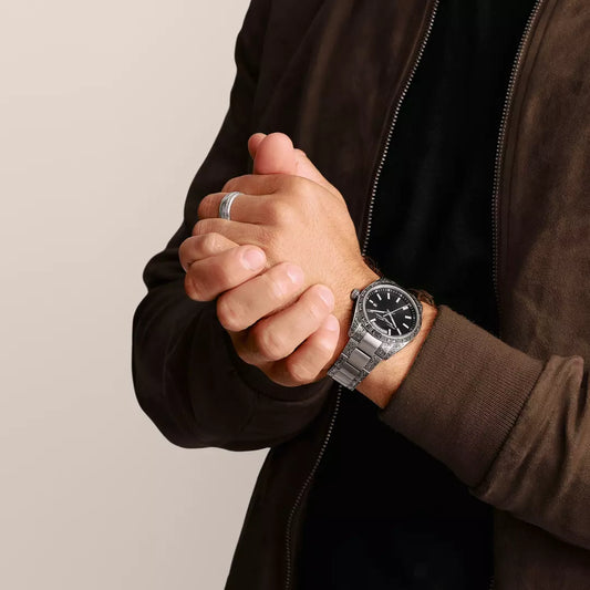 Thomas Sabo Rebel Revive 40mm Black Dial Engraved Bracelet Watch WA0438-201-203