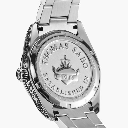 Thomas Sabo Rebel Revive 40mm Blue Dial Engraved Bracelet Watch WA0439-201-209