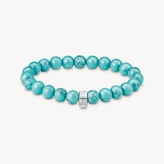 Thomas Sabo Imitation Turquoise Stretch Bead Bracelet X0293-404-17 17cm