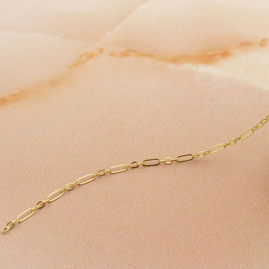 Yellow Gold Filled Flat Alternate Long Short Permanent Bracelet