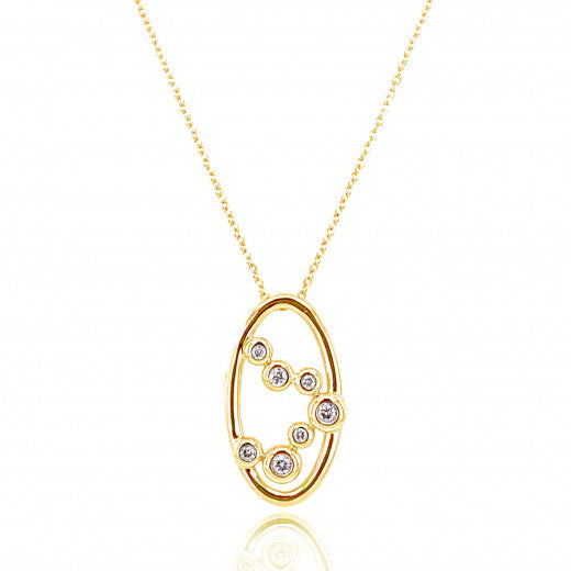 9ct Yellow Gold Diamond Bubble Pendant Necklace