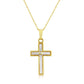 9ct Yellow Gold Diamond & Mother of Pearl Cross Necklace