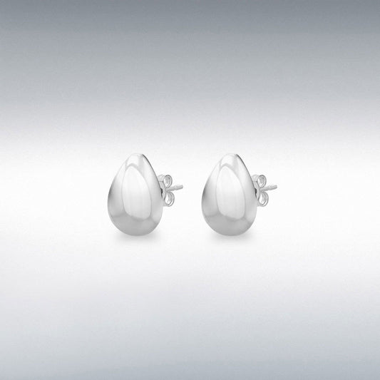 Sterling Silver Hollow Teardrop Stud Earrings
