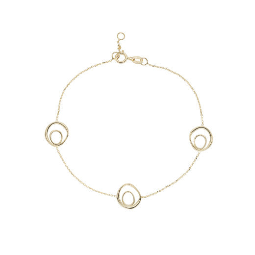 9ct Yellow Gold Trace Chain Open Swirls Bracelet