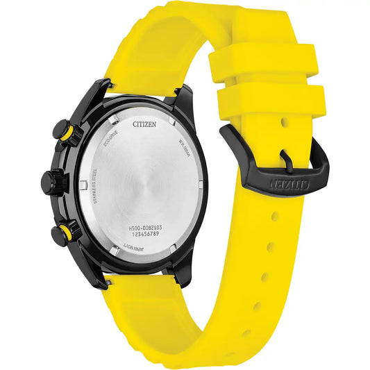 Citizen Black and Yellow 100M Sport Chronograph Yellow Strap Watch AT2585-08E