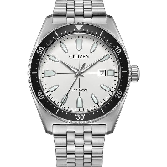 Citizen Sports 100M White Dial Black Bezel Stainless Steel Watch AW1911-53A