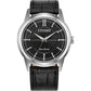 Citizen Rolan Black Leather Strap with Black Dial Steel Case Watch AW2110-06E