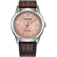 Citizen Rolan Brown Leather Strap With Salmon Pink Steel Case Strap Watch AW2110-14Z