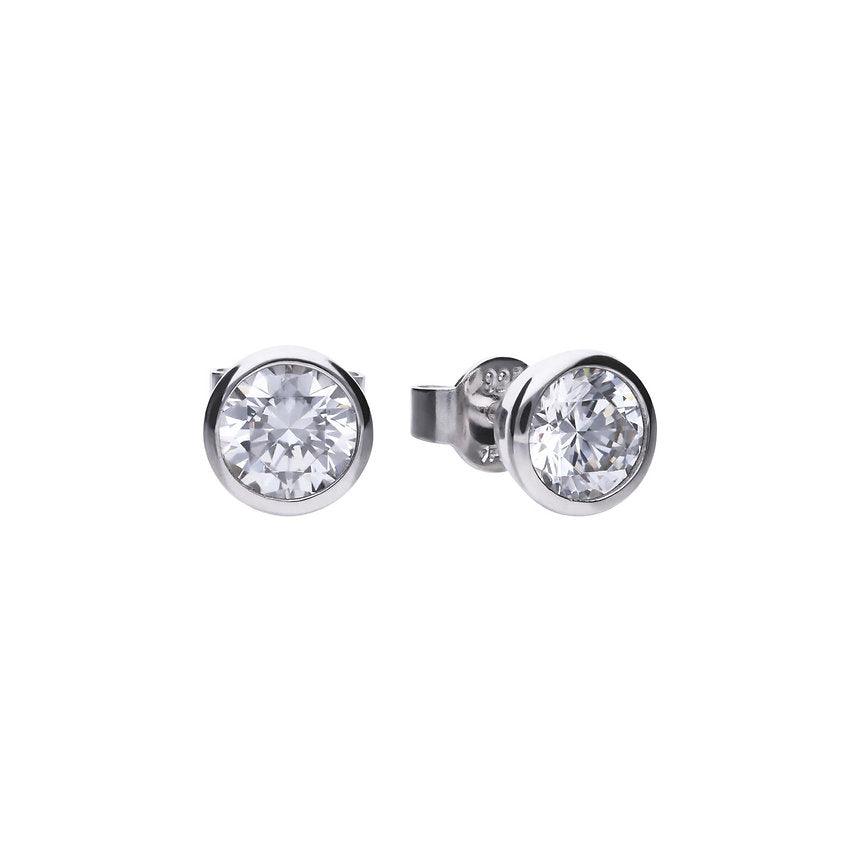 Diamonfire Silver Bezel Set 1.5ct Total Weight Cubic Zirconia Stud Earring E5619