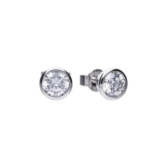 Diamonfire Silver Bezel Set 1.5ct Total Weight Cubic Zirconia Stud Earring E5619