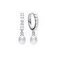 Diamonfire Cubic Zirconia Hoop With Pearl Drop Earrings E5898