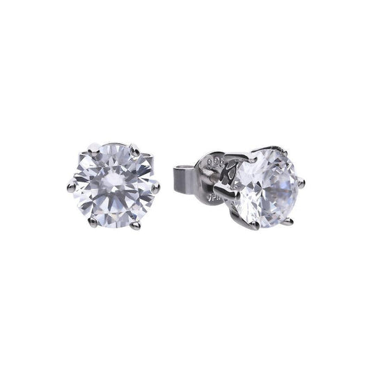 Diamonfire Silver 6 Claw 4ct Total Weight Cubic Zirconia Stud Earring E5631