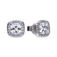 Diamonfire Silver Cushion Halo Cubic Zirconia Stud Earrings E5590