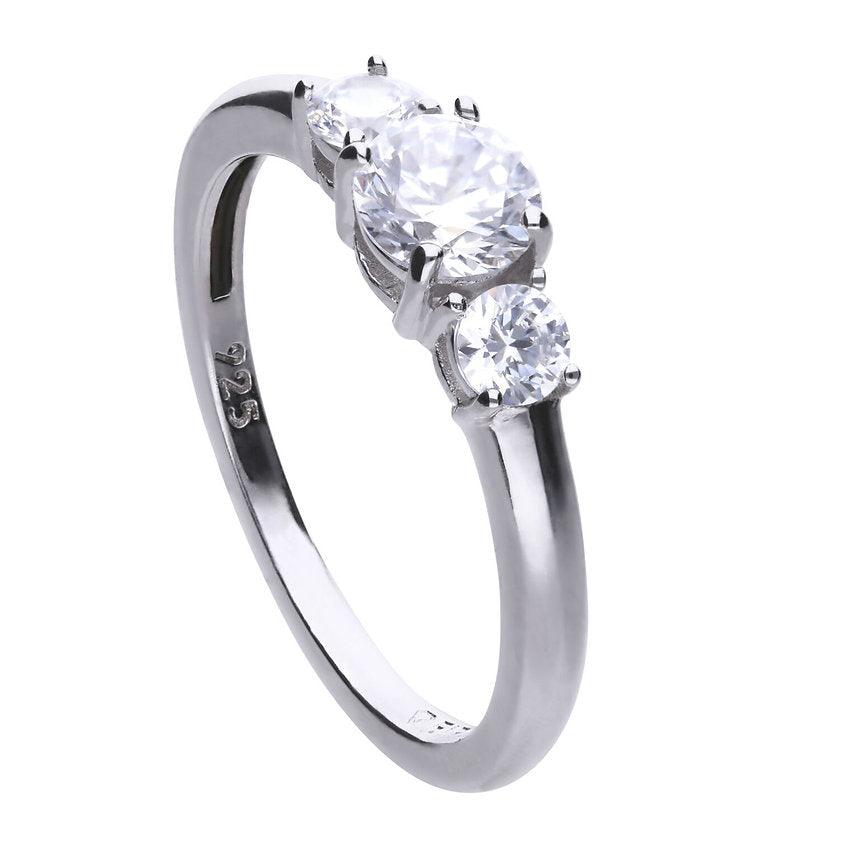 Diamonfire Silver White Zirconia Centre Stone Ring R3657 O
