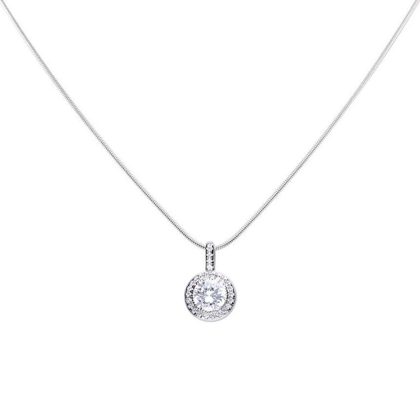 Diamonfire Round Pave Set Zirconia Halo Necklace P4618