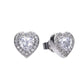 Diamonfire Silver Heart Halo Cubic Zirconia Stud Earrings E5589