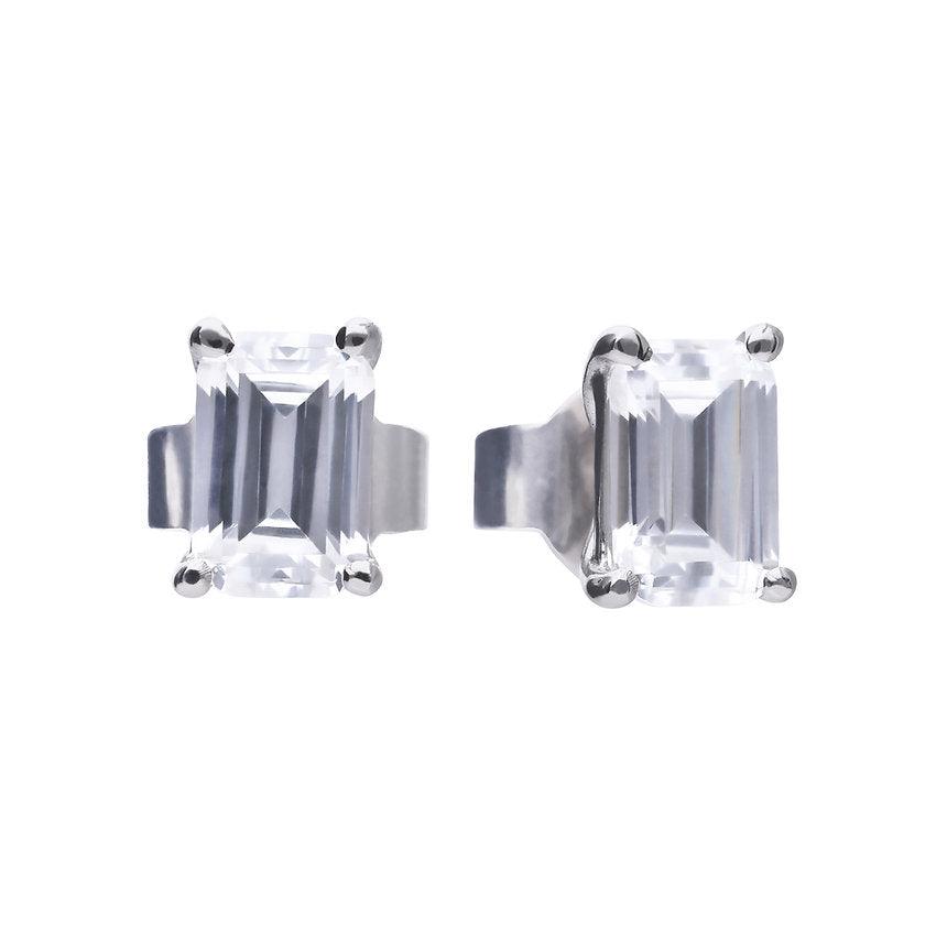 Diamonfire Emerald Cut Cubic Zirconia Studs Earrings E5782