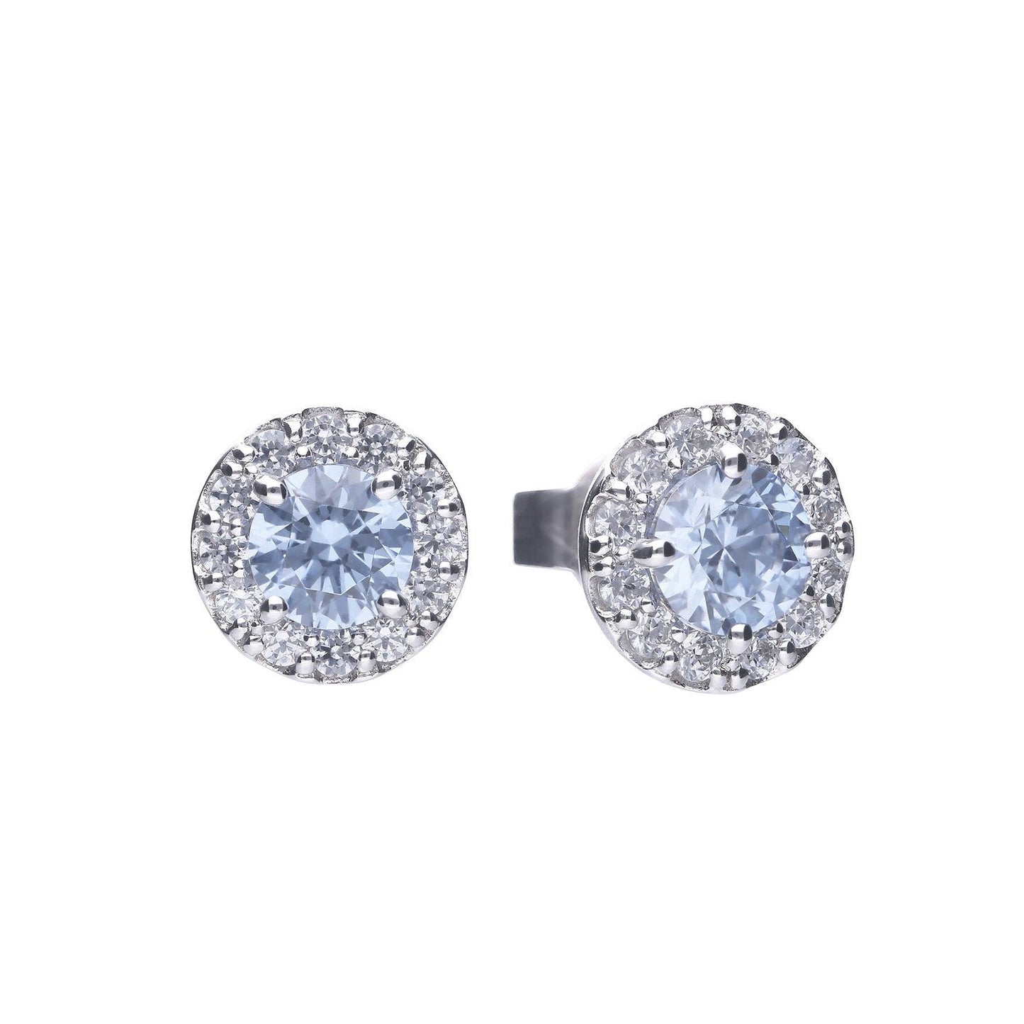 Diamonfire Sky Blue Cubic Zirconia Pave Studs Earrings E5776