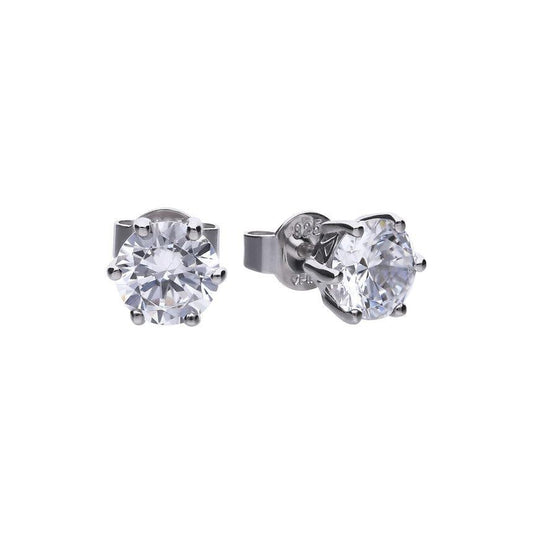 Diamonfire Silver 6 Claw 2ct Total Weight Cubic Zirconia Stud Earring E5581