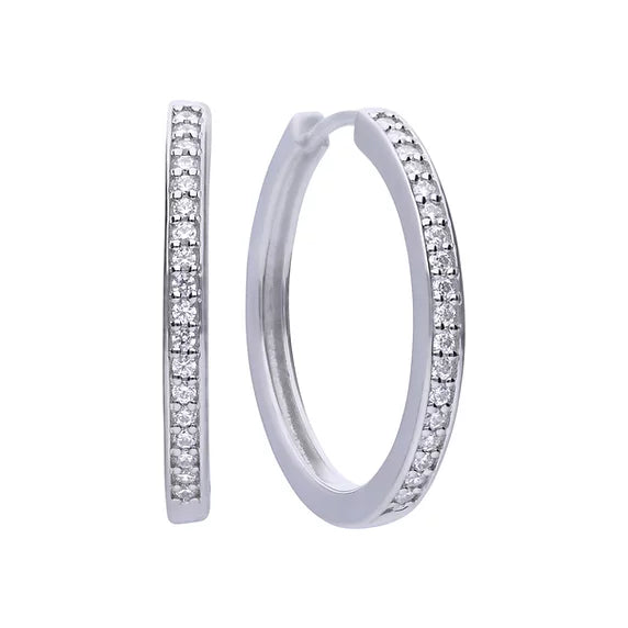 Diamonfire Silver Classic Cubic Zirconia Hinged Hoop E5605