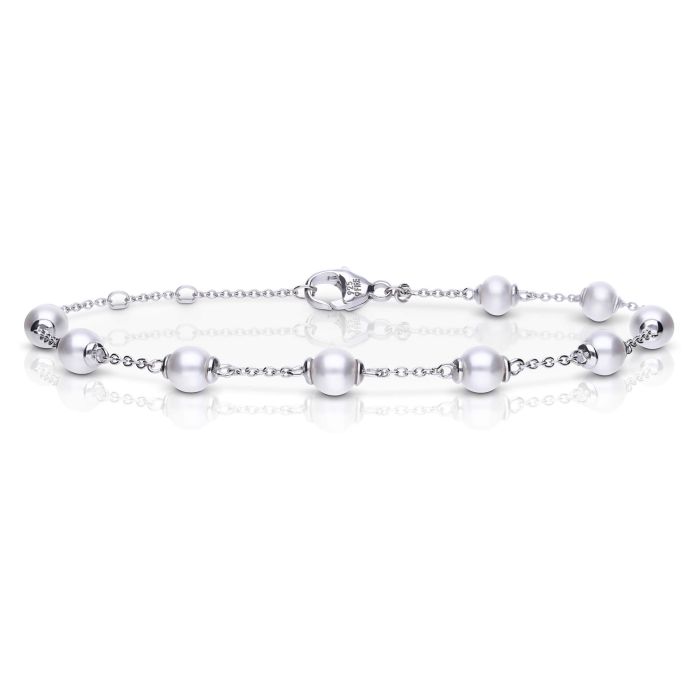 Diamonfire Sterling Silver Imitation Pearl Bobble Bracelet