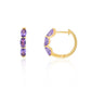 9ct Yellow Gold Oval Cut Amethyst Hoop Earrings